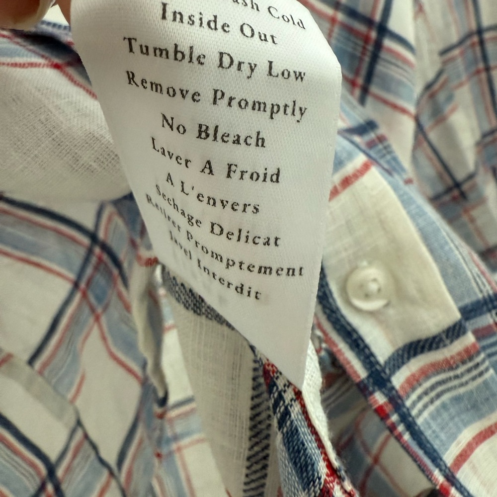 Frank & Eileen White Shirt Dress with Red and Blue Plaid. Size S. NWOT. - Picture 6 of 6